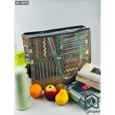 حقيبة كتف قماش حافظة للحرارة للطعام بطانة حافظة للحرارة مع سحاب حجم كبير . Lunch Bag