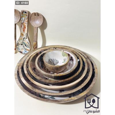 زبدية / جاط مجور تقديم خشب طبيعي مرسم بعدة احجام