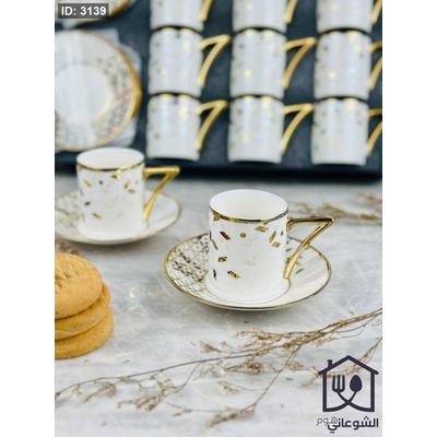طقم فناجين 12+12 صحن مرسم اطار ذهبي