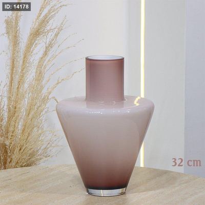 فازة زجاج دبل مدور 32سم زهري خصر نفخ EL165/1 =ت.ش2