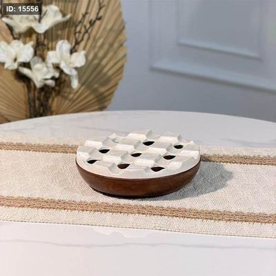 متكة خشب مدور 16سم 89955 غطا مصدف ابيض W هندي %ه15