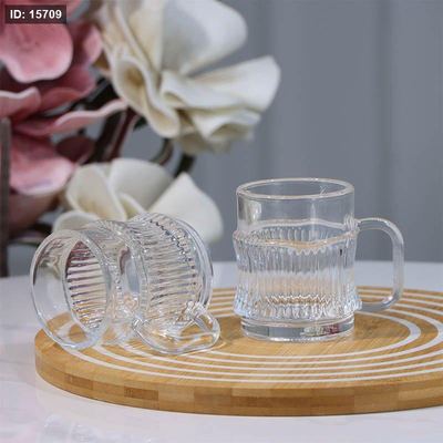 طقم كاسة شاي برميل/12 زجاج سادة محزز KX2242-B ++ج7