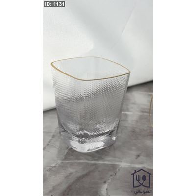 طقم كاسات عصر مربع مبزر صغير حز ذهبي