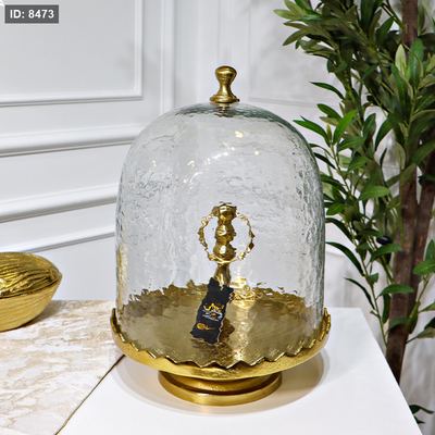 جاط حلويات قاعدة 45سم مدور نحاس هندي غطا زجاج بيضاوي بصمة 88808%هـ2