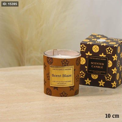 شمعة معطرة 10سم جلد عسلي LV اسطواني A67/23 =ع5