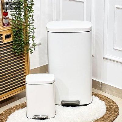 طقم سطل دعسة/2 تنك ابيض مستطيل 30*5 لتر مع دلو QJH1630+1605WH+طA5