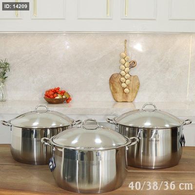 طقم طناجر/3 ستانلس ستيل 36/38/40 غطا ستانلس A14/2 =ت.ش2