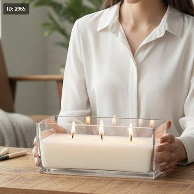 كاس زجاج شفاف مربع للشمع-11