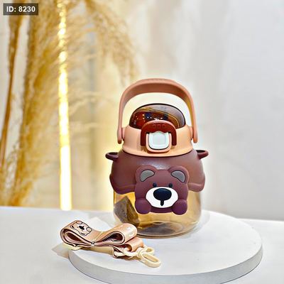 مطرة اطفال شكل جرة 900مل بلاستك شفاف مرسم دبدوب بارز يد بلاستك AC593/11 = ط1