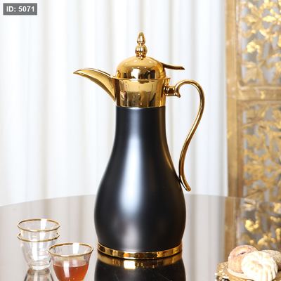 تيرموس قهوة 1 لتر عنق طويل اسود يد نصف قلب ذهبي ASC26 +ط5ر