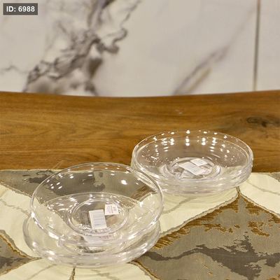 صحن استكانة/6 زجاج سادة مدور KTW258 ++ط