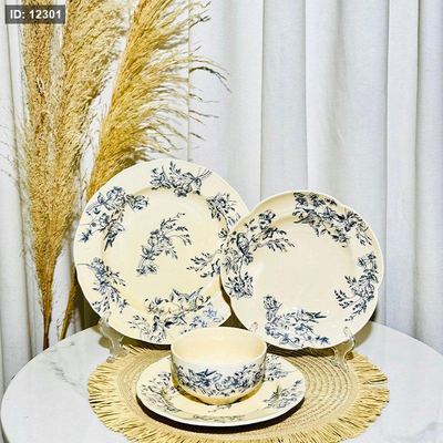 طقم صحون 24 قطعة بورسلان ازرق ع.ك بني 1730 =ك4
