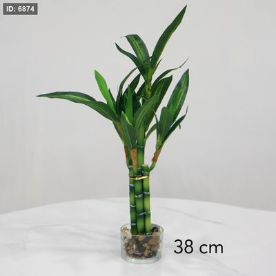 قوار زجاج 6 اغصان بامبو 38سم اخضر SM59/2 =ق6
