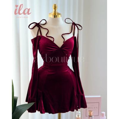 فستان فيلفيت قصير انثوي OFF SHOULDER