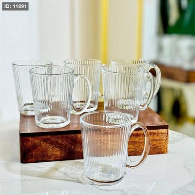 طقم ماغ نسكافية/6 زجاج سادة 290مل K117/11 محزز =VGR3