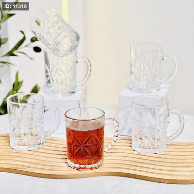 طقم كاسة شاي/6 زجاج سادة 200مل وردة K90/4 =ض7