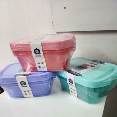طقم طبروير مستطيل شفاف غطا ازرق / 3 قطع