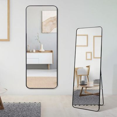 مراه بلاستيك مستطيل اسود مع ستاند  147 × 37 سم