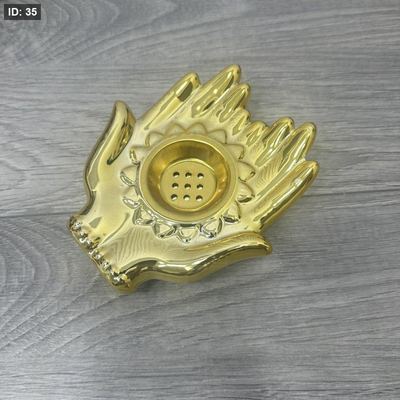 مبخرة بورسلان ذهبي شكل يد 14 سم