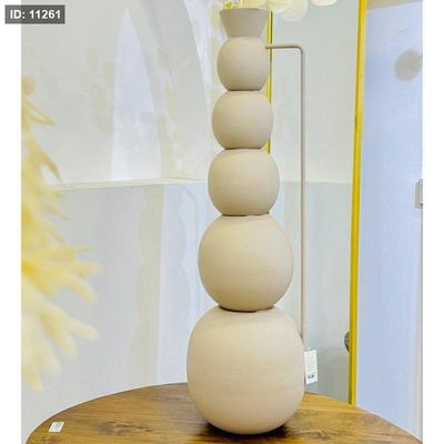 فازة تنك 87سم 5طابات 88004L عنق طويل بيد مستطيل BEIGE هندي %ه9