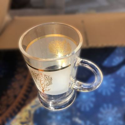 طقم كاسات شاي صيني حز ذهبي شجرة 12 قطعة