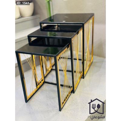 طقم سكملات مربع زجاج ومعدن 3 قطع