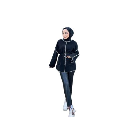 جكيت جوخ مع حزام جلد -9070 Fush