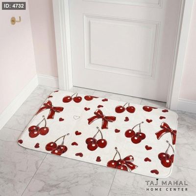دعسة صغيرة بتصميم الكرز والفيونكات باللونين الأحمر والأبيض