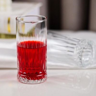 طقم كاسات ماء / مياه  6 قطع زجاج طويل شفاف مصري منقش GLASIA