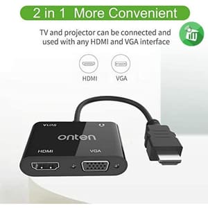 Onten HDMI Converter HDMI to HDMI/VGA/Micro Power Supply/3.5mm 2K HD 60hz Video Converter