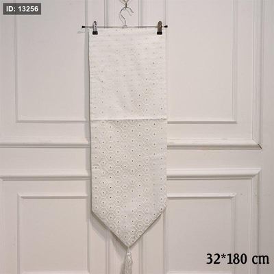 رنر طاولة قماش 180*32سم ابيض وفضي مرسم خلية نحل EL76/3 =ط58