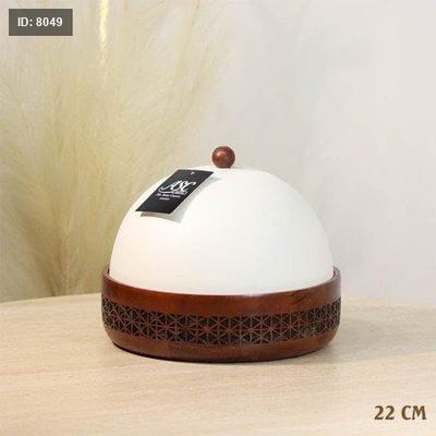 مضيفه 22سم خشب مدور محفر 74443-A غطا قبه تنك بيج %ס13