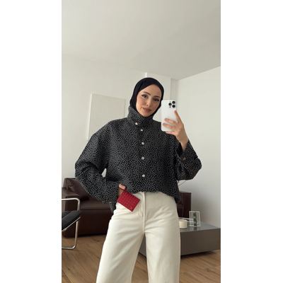 قميص اسود Snap Polka Dot كاجول