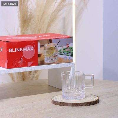 طقم ماغ شاي/6 زجاج سادة KTZB158 محزز 206مل ++BM2