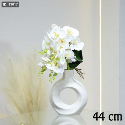 فازة بورسلان ورد ابيض 44سم عروق اخضر EL145/2 =ط56
