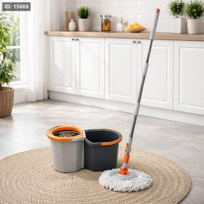 سطل + ممسحة لف بلاستك عصارة ستانلس ستيل سكني A126/1 =ع3