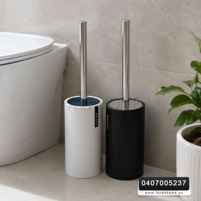 فرشاة تنظيف حمام مدور يد طويل ستانلس / فضي بلاستيك