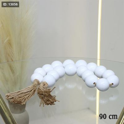 مسبحة ديكور طابات 90سم خشب ابيض مسكة شراشيب EL36/6 =ط56