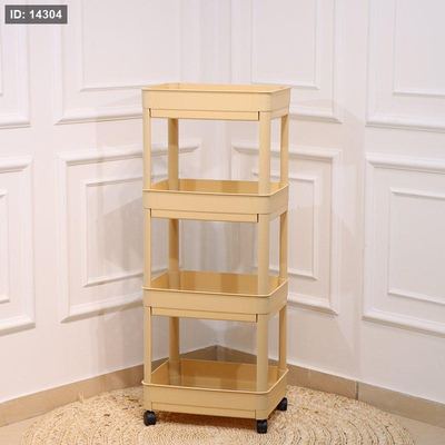 سلة خضار 4 طبقة بلاستك بيج مخرم بعجلات EL169/3 =ت.ش3