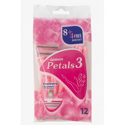 Laser Petals 3 – شفرات حلاقة نسائية مع جل الألوفيرا 3 شفرات دقيقة للحلاقة المثالية شرائط ألوفيرا لتهدئة البشرة 8 شفرات +