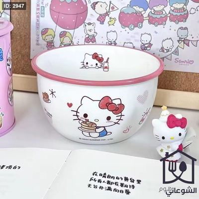 زبدية سيراميك من تصميم كرتوني مميز ديزني الاصلي هالو كاتي Disney Hello Kitty ، لتقديم الطعام و الشراب.