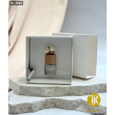 فواحة زجاج للسيارة غطا خشبي ~10ml~ علبة تغليف ابيض
