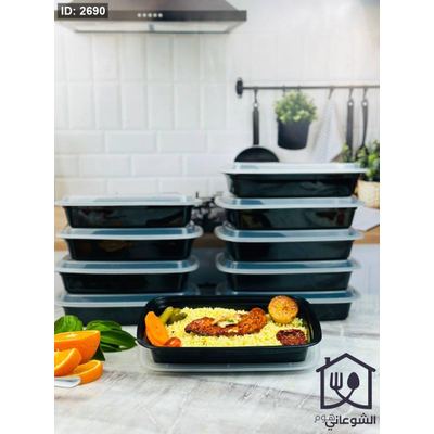 تبروير أكل بلاستيكي مع أغطية وعلب طعام TakeAway قطعة 10 مستطيل 1.4 لتر