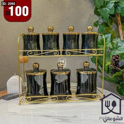 طقم سكريات 7 قطع مع ستاند ذهبي