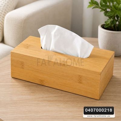علبة بكيت حافظة محارم بامبو خشب