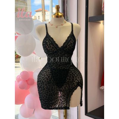 فستان لانجري اسود BODYCON