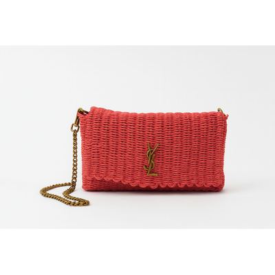 حقيبة سان لوران زهري قش بشعار YSL