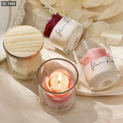 كاس زجاج شفاف للشمع - غطاء خشب 0271-8