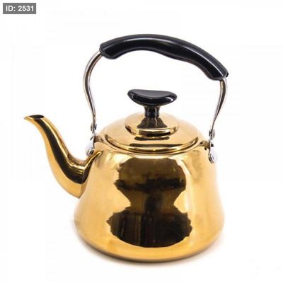 ابريق شاي 2 لتر ستانلس ستيل ذهبي يد عظم اسود K003GD-2L +ذ5+