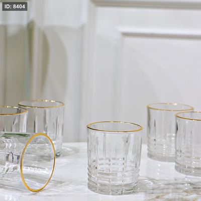 طقم كاسة شراب/6 زجاج سادة مربعات محزز ZD85/26 =ر61
